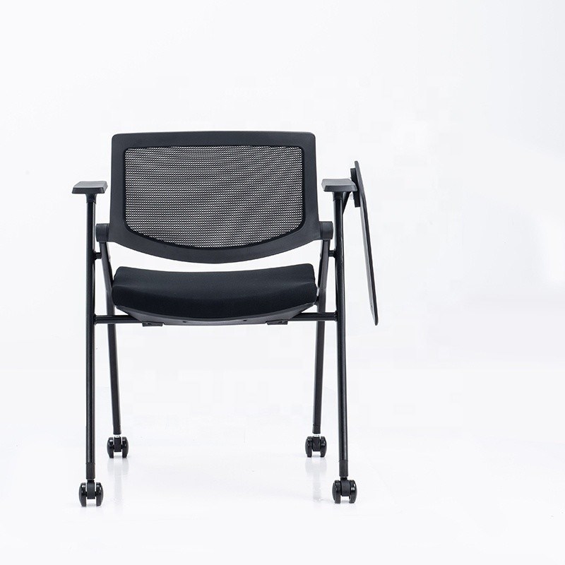 Foldable Full Function Office Mesh Training Chair With Wheel Writing Pad For Student