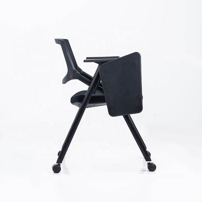 Foldable Full Function Office Mesh Training Chair With Wheel Writing Pad For Student