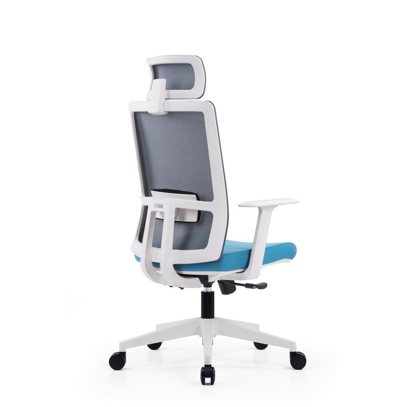 Office Desk Swivel Fabric White Manager Chair with Mesh Backrest 580*640*1150-1250mm