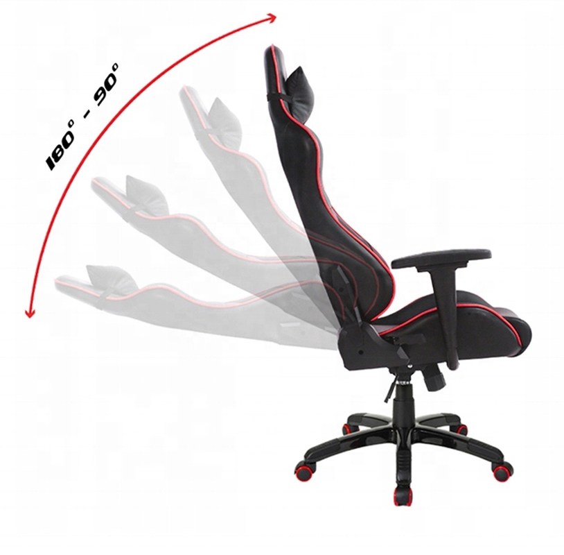 HCYZ RGB LED Light PC Gamer Chair with Backrest Adjustable 90-180 and Massage Function